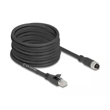 Tinklo kabelis DeLOCK 80595 M12 į RJ-45 Cat5e 10 m Juodas