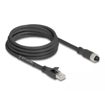 Tinklo kabelis DeLOCK 80591 M12 – RJ-45 Cat5e 3 m juodas