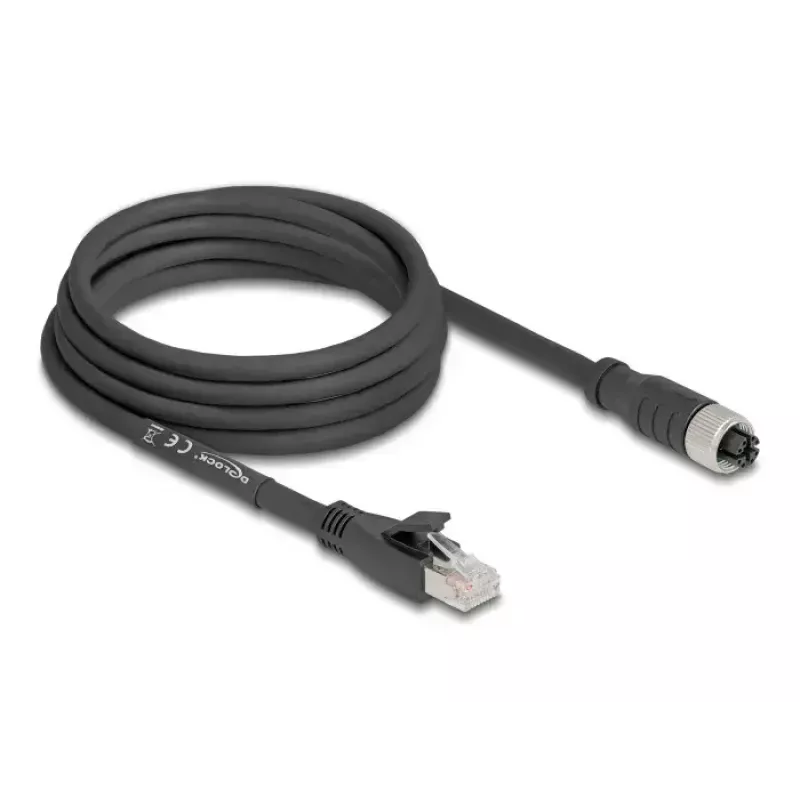 Tinklo kabelis DeLOCK 80591 M12 – RJ-45 Cat5e 3 m juodas