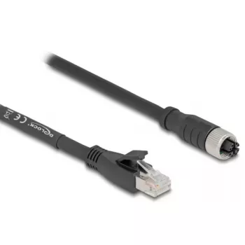 Tinklo kabelis DeLOCK 80591 M12 – RJ-45 Cat5e 3 m juodas