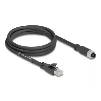 DeLOCK 80590 pramoninis tinklo kabelis M12 – RJ-45 Cat5e 2 m juodas
