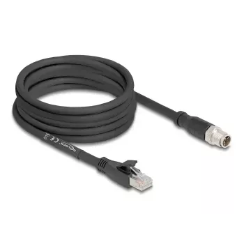 DeLOCK 80585 M12 į RJ-45 tinklo kabelis Cat5e 5 m Juodas