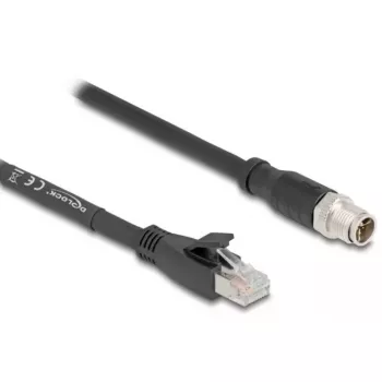 DeLOCK 80585 M12 į RJ-45 tinklo kabelis Cat5e 5 m Juodas