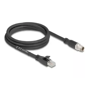 Tinklo kabelis DeLOCK 80579 M12 – RJ-45 Cat5e 2 m Juodas