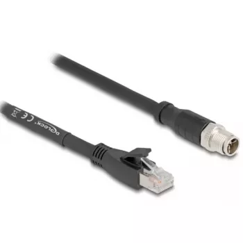 Tinklo kabelis DeLOCK 80579 M12 – RJ-45 Cat5e 2 m Juodas