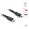 USB-C į USB-C koaksialinis kabelis DELOCK USB4 Gen 3x2 40 Gbps USB PD 3.1 240 W 1 m