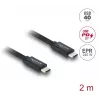 DELOCK USB4 Gen 3x2 koaksialinis USB-C į USB-C laidas, 40 Gbps, PD 3.1, 240 W, 2 m