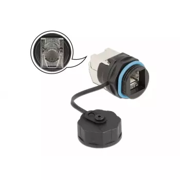 DELOCK RJ45 CAT.6A LSA tiesioginė jungtis juoda 29×43×29 mm