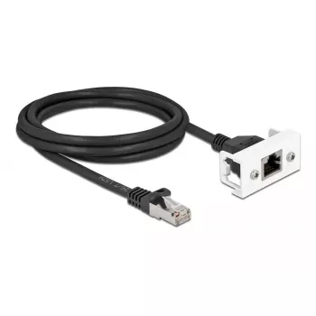 DeLOCK tinklo kabelis 87112 2m Cat6a S/FTP RJ-45 juoda balta
