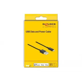 USB duomenų ir įkrovimo kabelis DeLOCK 83002 1 m juodas