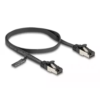 DeLOCK RJ45 Flat Patch Cable Cat.8.1 0,5 m juodas