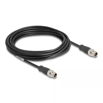 Tinklo kabelis DeLOCK M12 X-koduotas 8 kontaktų vyriškas į vyrą Cat5e 5 m juodas