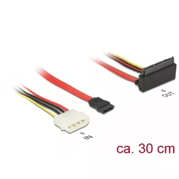 SATA kabelis DeLOCK 85514 0,3 m 1x Molex 4 kontaktų 1x SATA 22 kontaktų 1x SATA 7 kontaktų