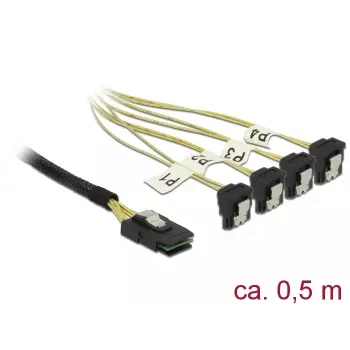 Vidinis maitinimo kabelis DeLOCK 85686 0,5 m Mini SAS SFF-8087 į 4 SATA