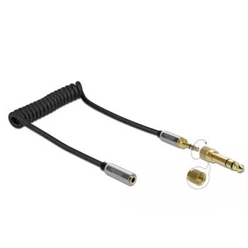 Audio ilginimo kabelis DELOCK 85831 — 1 m, 3,5 mm kištukas į lizdą, auksuoti kontaktai, AWG 28, juodas