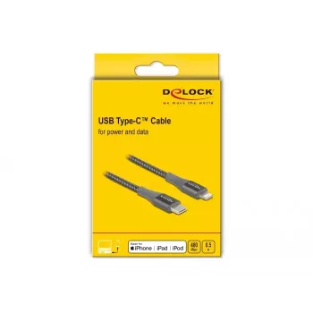Duomenų ir įkrovimo laidas USB Type-C į Lightning DeLOCK 86630