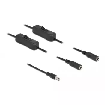 DC kabelis DeLOCK 86794 5,5 x 2,1 mm kištukas į 2 lizdus su jungikliais 1 m