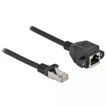 Prailginimo kabelis tinklui S/FTP RJPL kištukas į RJPL lizdą Cat.6A 2 m juodas DeLOCK 87002