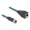DeLOCK M12 adapterinis kabelis X-coded 8 kontaktų moteriškas į RJ45 moterišką 50 cm