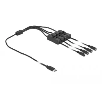 USB Type-C (vyriškas) į 4 x DC 5,5 x 2,1 mm (moteriškas) kabelis DeLOCK 86802