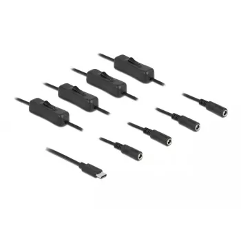 USB Type-C (vyriškas) į 4 x DC 5,5 x 2,1 mm (moteriškas) kabelis DeLOCK 86802