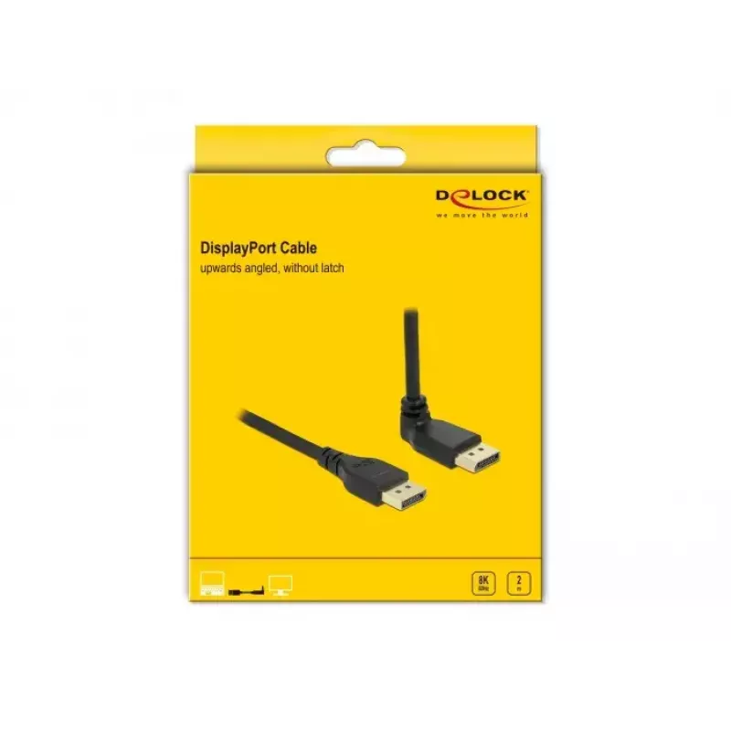 DisplayPort kabelis DELOCK 2 m, DisplayPort į DisplayPort, 5,7 mm skersmuo, iki 32 garso kanalų