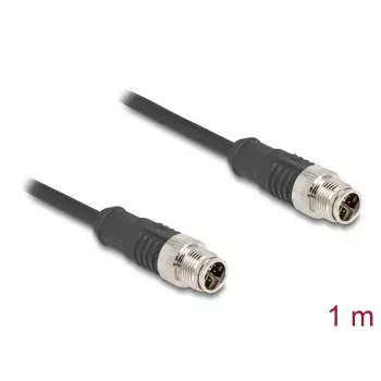 DeLOCK M12 X-koduotas kabelis Cat5e 1 m juodas