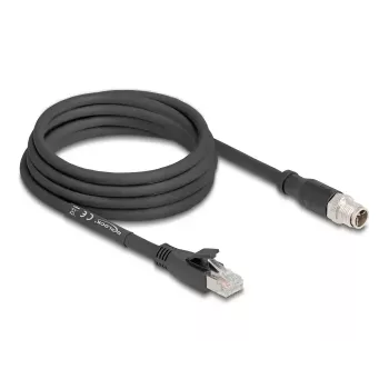 Tinklo kabelis DeLOCK 80580 M12 RJ-45 Cat5e 3 m Juodas