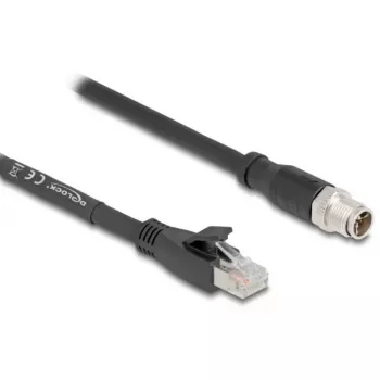 Tinklo kabelis DeLOCK 80580 M12 RJ-45 Cat5e 3 m Juodas