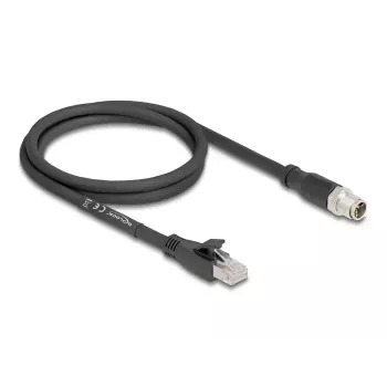 DeLOCK 80577 M12 – RJ-45 kabelis Cat5e 1 m juodas