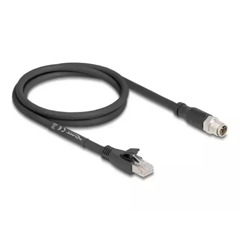 DeLOCK 80577 M12 – RJ-45 kabelis Cat5e 1 m juodas