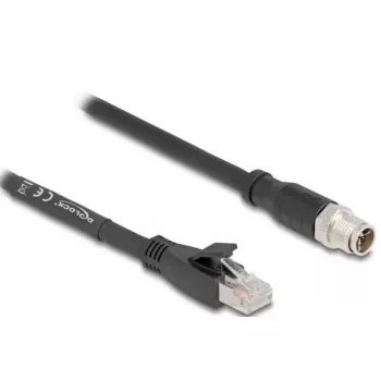 DeLOCK 80577 M12 – RJ-45 kabelis Cat5e 1 m juodas