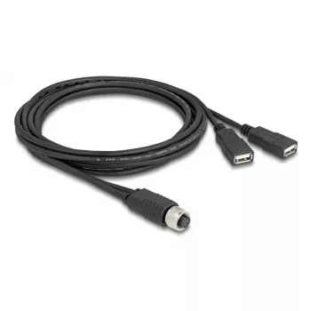 DeLOCK jutiklio/vykdiklio kabelis 2 m M12 2 x USB Type-A juodas 60291