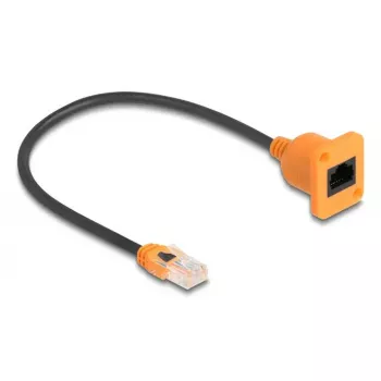 Tinklo kabelis DELOCK 90803 Cat5e U/UTP RJ-45 – RJ-45 Juoda/Oranžinė 0,3 m