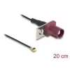 Koaksialinis kabelis DELOCK 90730 — FAKRA D į I-PEX MHF1, 0,2 m, Ø1,13 mm, juodas/bordo