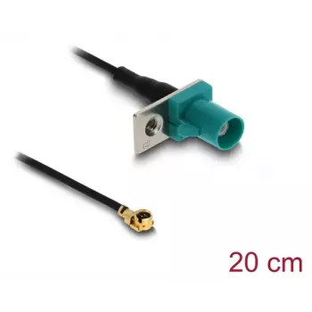 Koaksialinis kabelis DELOCK 90734, FAKRA Z į I-PEX MHF1, 0,2 m, 1,13 mm, juoda/mėlyna