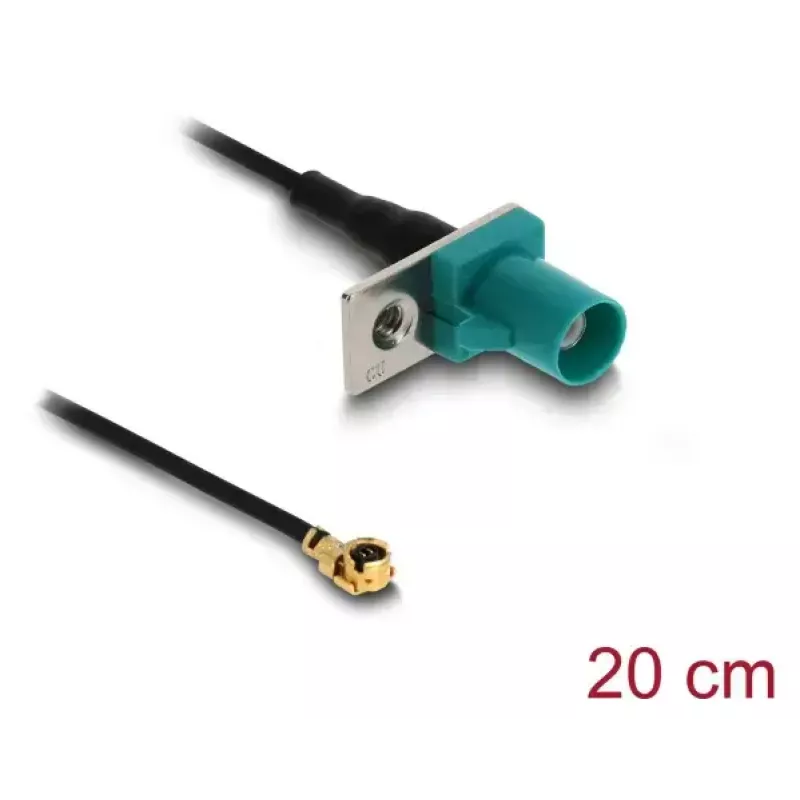 Koaksialinis kabelis DELOCK 90734, FAKRA Z į I-PEX MHF1, 0,2 m, 1,13 mm, juoda/mėlyna