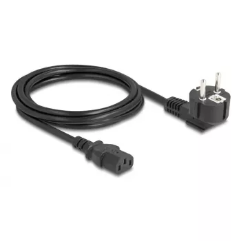 Maitinimo laidas DELOCK 81326 – įžemintas CEE 7/7 (90°) į IEC C13, 2 m, 3×0,75 mm², juodas