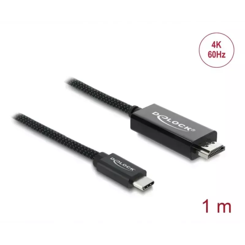 DELOCK Coaxial USB Type-C į HDMI laidas (DP Alt Mode) 4K 60 Hz, USB-C į HDMI, 1 m, juodas
