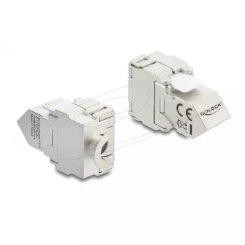 Keystone modulis DELOCK 90938 – RJ-45 Cat.6A ekranuotas plokščias kištukas, baltas