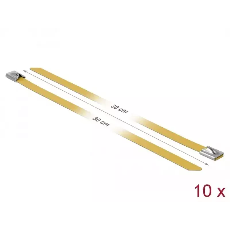 Kabelio raištis plieninis DeLOCK 18790 300 mm geltonas 10 vnt.