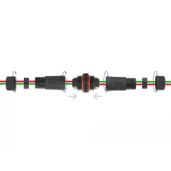 Elektros laidų jungtis DELOCK 86912, tiesi, 85–260 V, juoda, 25 × 114 mm, 1 vnt.