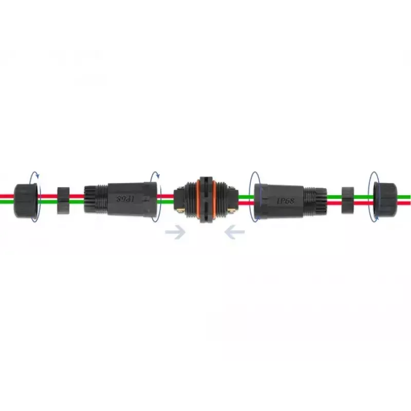 Elektros laidų jungtis DELOCK 86912, tiesi, 85–260 V, juoda, 25 × 114 mm, 1 vnt.