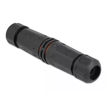 Elektros laidų jungtis DELOCK 86912, tiesi, 85–260 V, juoda, 25 × 114 mm, 1 vnt.
