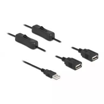 USB Type-A kištukas į 2 x USB Type-A lizdą su jungikliu DeLOCK 86803