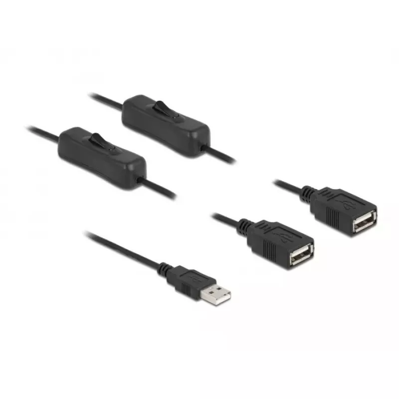 USB Type-A kištukas į 2 x USB Type-A lizdą su jungikliu DeLOCK 86803