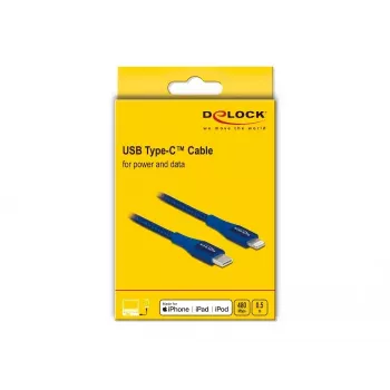 Duomenų ir įkrovimo kabelis DeLOCK USB Type-C į Lightning 0,5 m MFi