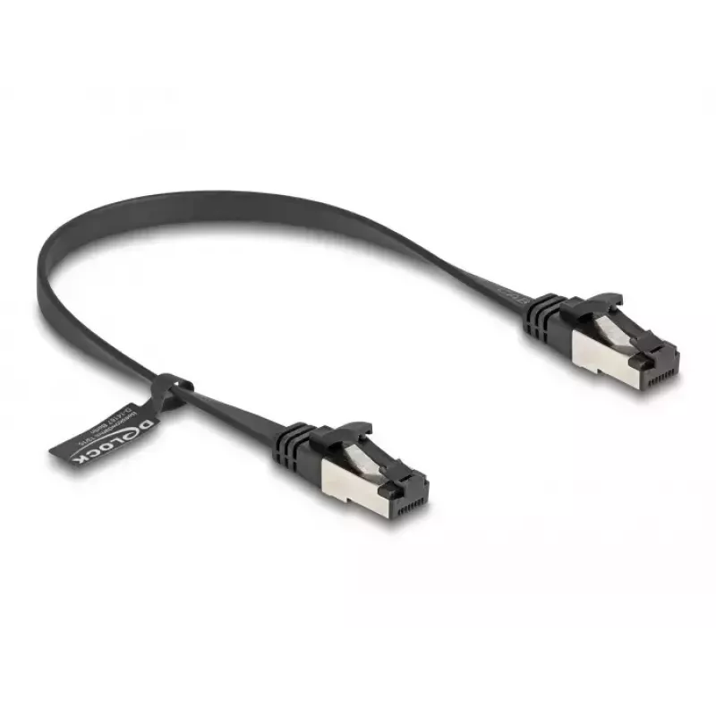 DeLOCK RJ45 plokščias pataisinis kabelis Cat.8.1 0,25 m juodas