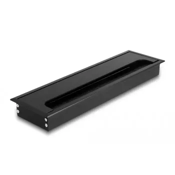 Kabelių pravedimo dangtelis DELOCK 66857 stalams, juodas, 80×280×28 mm, 1 vnt.