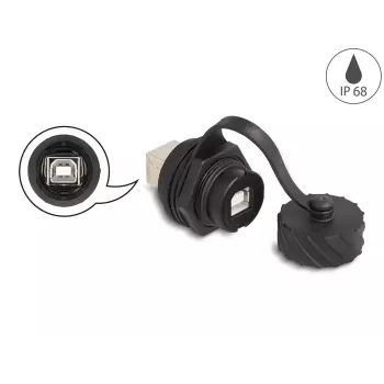 DeLOCK USB 2.0 Type-B jungtis moteriška į moterišką, IP68, vandeniui atspari, juoda